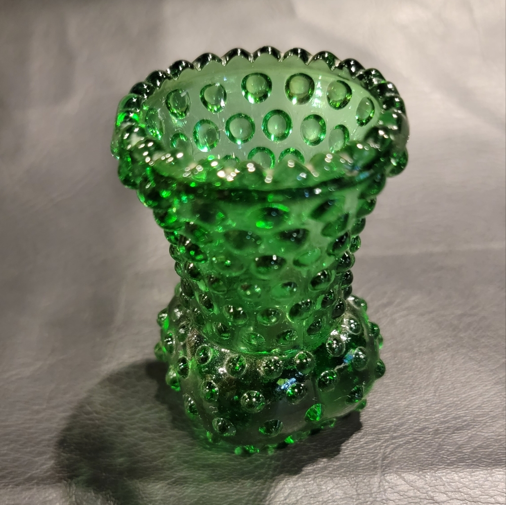 Vintage Taiwan green bubble glass mini vase